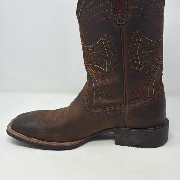 Ariat Sport Western Cowboy Boots Brown Leather Square Toe Men’s 10.5D 10010963 main image 5